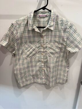L.L. Bean Short-Sleeve Plaid Button-Down Shirt size SP